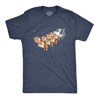 Mens Corgi Sleigh T Shirt Funny Christmas Santa Claus Dog Tee
