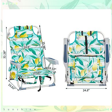 Beach Chairs for Adults Heavy Duty, Folding Chair with Backpack Straps and Large Cooler Pouch