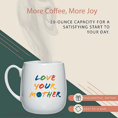 Amici Home 20 Oz Love Mother Coffee Mug - Large Ceramic Mug for Tea & Hot Chocolate, Dishwasher Safe