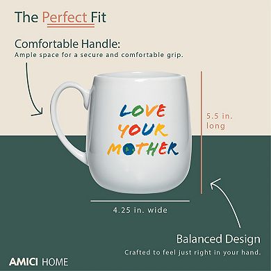 Amici Home 20 Oz Love Mother Coffee Mug - Large Ceramic Mug for Tea & Hot Chocolate, Dishwasher Safe