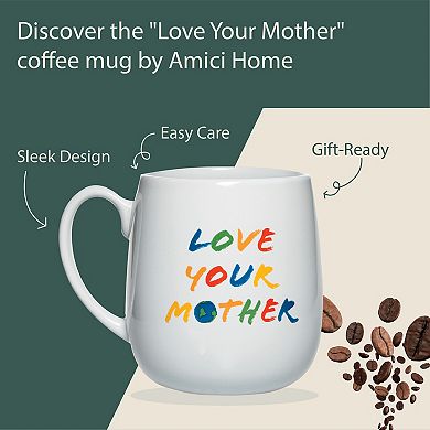 Amici Home 20 Oz Love Mother Coffee Mug - Large Ceramic Mug for Tea & Hot Chocolate, Dishwasher Safe