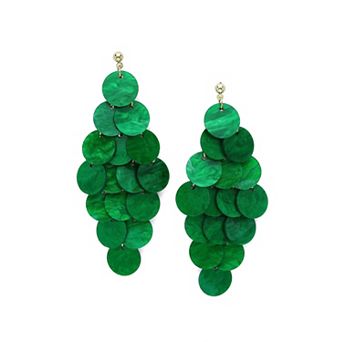 AGP PARIS Natural Shell Disc Cascade Drop Earrings