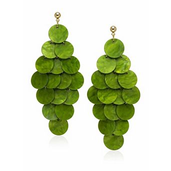 AGP PARIS Natural Shell Disc Cascade Drop Earrings