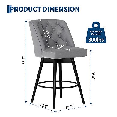 ANIXOL Swivel Upholstered Bar Stools Set of 2