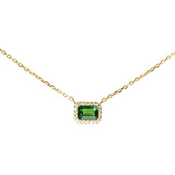 Belinda Jewelz Gold Plated Baguette-Cut Emerald Necklace