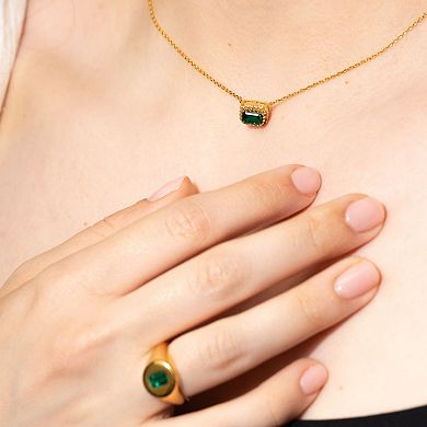 Belinda Jewelz Gold Plated Baguette-Cut Emerald Necklace