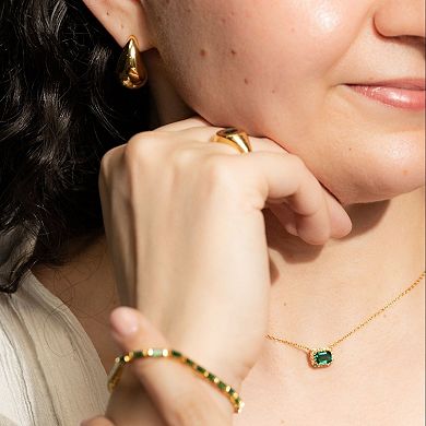Belinda Jewelz Gold Plated Baguette-Cut Emerald Necklace