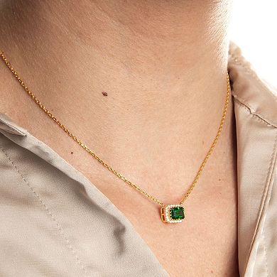 Belinda Jewelz Gold Plated Baguette-Cut Emerald Necklace