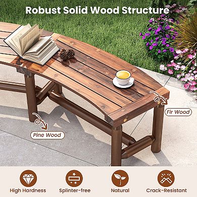 Gymax Patio Curved Bench for 2-3 People Outdoor Loveseat for Backyard Garden