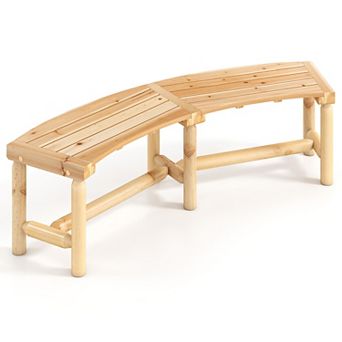 Gymax Patio Curved Bench for 2-3 People Outdoor Loveseat for Backyard Garden