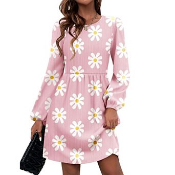 Zeagoo Women's Long Sleeve Knitted Sweater Dress Loose A Line Knee Length Dress with Pockets