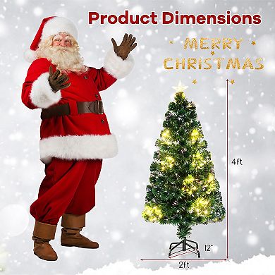 Gymax 4/5/6/7FT Xmas Tree w/ 130/170/230/270 Branch Tips 197/257/389/509 Warm White LED Lights