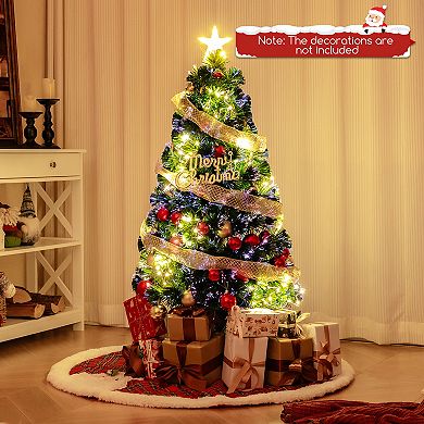 Gymax 4/5/6/7FT Xmas Tree w/ 130/170/230/270 Branch Tips 197/257/389/509 Warm White LED Lights