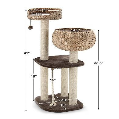 Gymax Hand-Made Cat Tree Tower Bowl Shaped w/ Perch