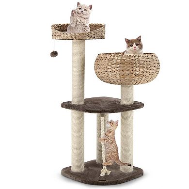 Gymax Hand-Made Cat Tree Tower Bowl Shaped w/ Perch