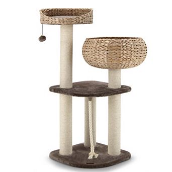 Gymax Hand-Made Cat Tree Tower Bowl Shaped w/ Perch