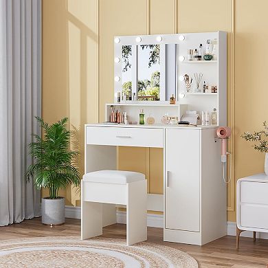 ANIXOL Makeup Vanity with LED Lights, Mirror, and USB Charging Ports