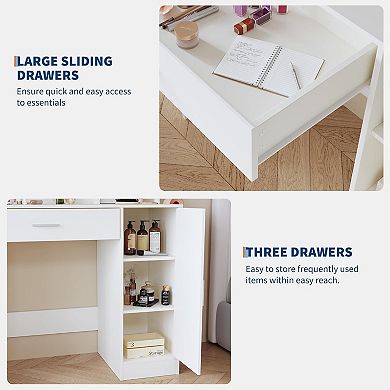 ANIXOL Makeup Vanity with LED Lights, Mirror, and USB Charging Ports