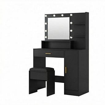 ANIXOL Makeup Vanity with LED Lights, Mirror, and USB Charging Ports