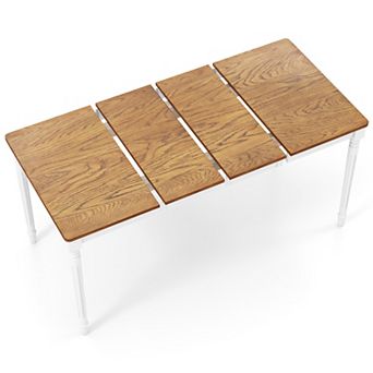 Gymax Extendable Dining Table Folding Kitchen Table for 4-8 People w/ Rubber Wood Legs