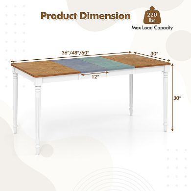 Gymax Extendable Dining Table Folding Kitchen Table for 4-8 People w/ Rubber Wood Legs