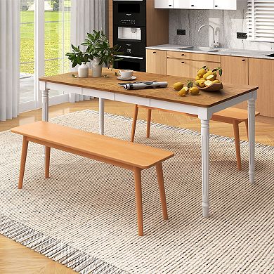 Gymax Extendable Dining Table Folding Kitchen Table for 4-8 People w/ Rubber Wood Legs