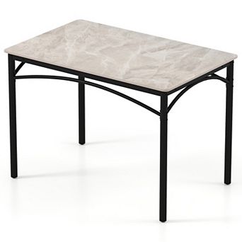 Gymax 43'' Modern Dining Table for 4 w/Large Faux Marble Tabletop Adjustable Foot Pads