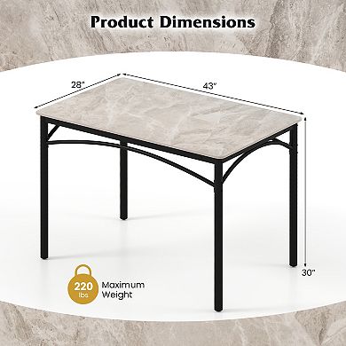 Gymax 43'' Modern Dining Table for 4 w/Large Faux Marble Tabletop Adjustable Foot Pads