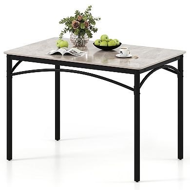 Gymax 43'' Modern Dining Table for 4 w/Large Faux Marble Tabletop Adjustable Foot Pads