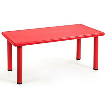 Gymax Kids Plastic Rectangular Learn and Play Table Playroom Kindergarten Home Red