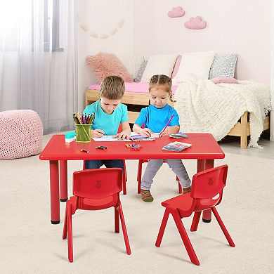 Gymax Kids Plastic Rectangular Learn and Play Table Playroom Kindergarten Home Red