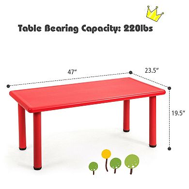 Gymax Kids Plastic Rectangular Learn and Play Table Playroom Kindergarten Home Red