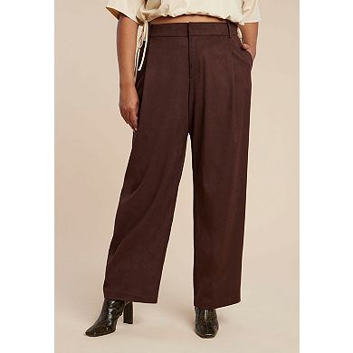 ELOQUII Women's Plus Size Faux Suede Wide Leg Pant