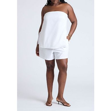 ELOQUII Women's Plus Size Linen Column Tube Top