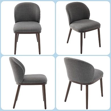 Modern Upholstered Dining Chairs Set of 2 Ergonomic Kitchen Chairs Wood Legs