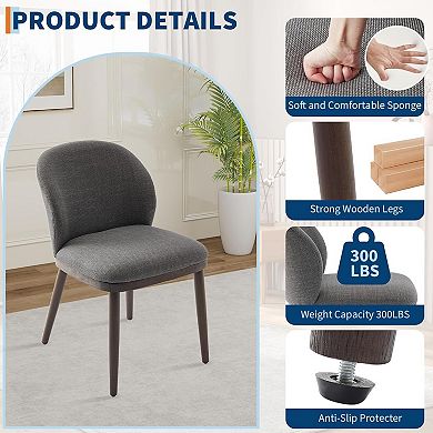 Modern Upholstered Dining Chairs Set of 2 Ergonomic Kitchen Chairs Wood Legs