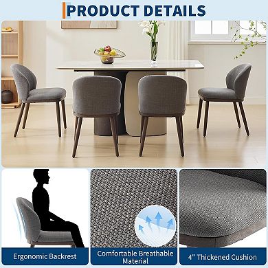 Modern Upholstered Dining Chairs Set of 2 Ergonomic Kitchen Chairs Wood Legs