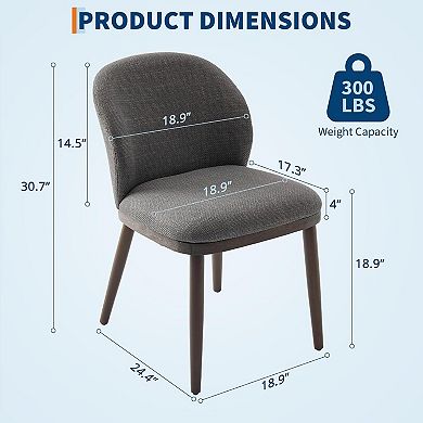 Modern Upholstered Dining Chairs Set of 2 Ergonomic Kitchen Chairs Wood Legs