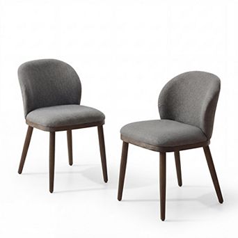Modern Upholstered Dining Chairs Set of 2 Ergonomic Kitchen Chairs Wood Legs
