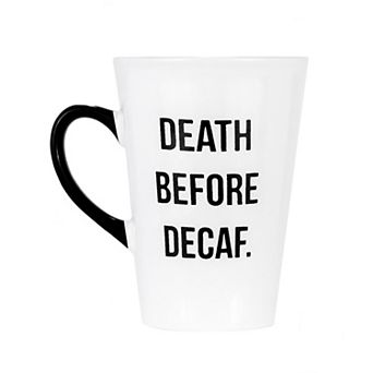 Amici Home Death Before Decaf Mug, Large Mug for Coffee, 20 Oz Ceramic, Dishwasher Safe