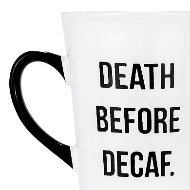 Amici Home Death Before Decaf Mug, Large Mug for Coffee, 20 Oz Ceramic, Dishwasher Safe
