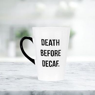 Amici Home Death Before Decaf Mug, Large Mug for Coffee, 20 Oz Ceramic, Dishwasher Safe