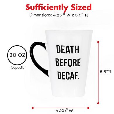 Amici Home Death Before Decaf Mug, Large Mug for Coffee, 20 Oz Ceramic, Dishwasher Safe