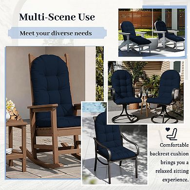 Outdoor Adirondack Chair Cushions Set, 4" Thick Waterproof High Back Seat Pad with Ottoman Cushion
