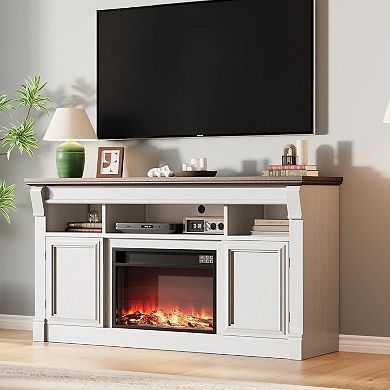 ANIXOL Farmhouse Fireplace TV Stand Entertainment Center with Rustic Style