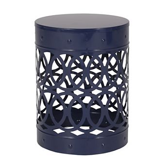 Modern Iron Side Table with Cylindrical Design, No Assembly Required