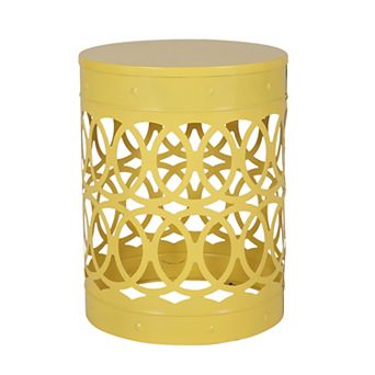 Modern Iron Side Table with Cylindrical Design, No Assembly Required