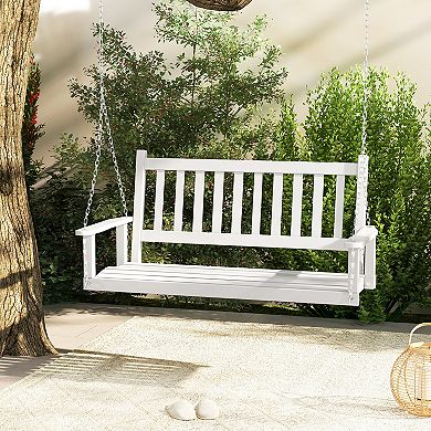 Gymax Wooden Porch Swing 2-Person Hanging Swing Chair w/ Adjustable Galvanized Metal Chains