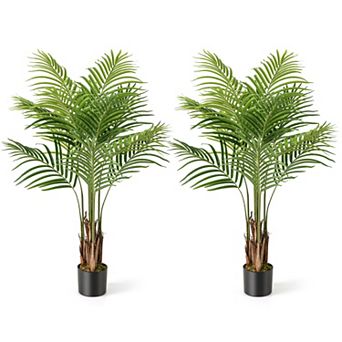 Gymax 4.2 FT Tall Artificial Palm Paradise Plant 2 Pack Large Fake Potted Tree