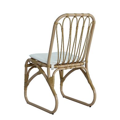 Outdoor PE Wicker Dining Chairs with Washable Cushion for Backyard (Set of 2)